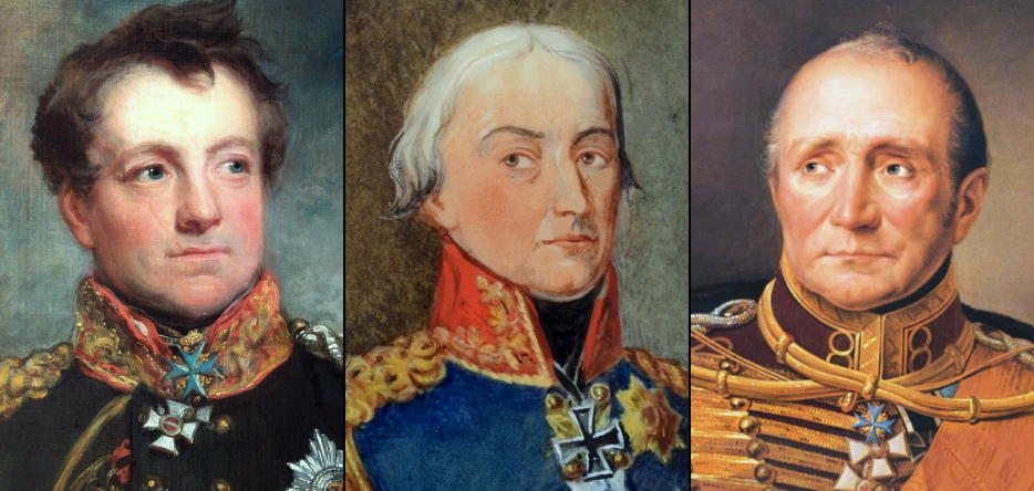 Les Prussiens August Neidhardt von Gneisenau, Friedrich Wilhelm Bülow von Dennewitz et Hans Ernst Karl von Zieten Quelques artisans de l'attaque prussienne qui a décidé du sort de la bataille de Waterloo : August Neidhardt von Gneisenau, Friedrich Wilhelm Bülow von Dennewitz et Hans Ernst Karl von Zieten