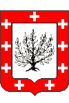 Arms of Lionel A. Bouchon: d'argent au buisson de sable&nbsp;; à la bordure de gueules, chargée de neuf croix grecques d'argent