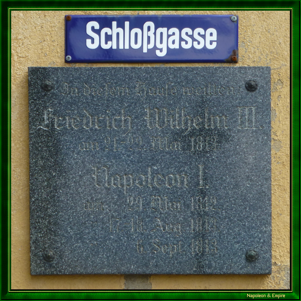 Plaque sur la maison ayant hébergé Napoléon à Reichenbach