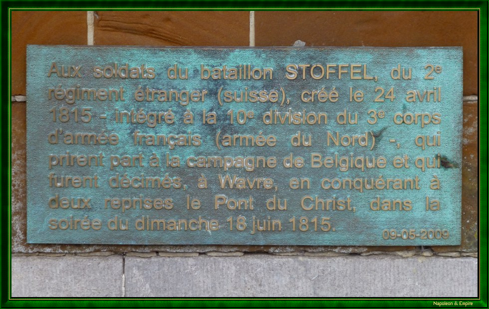 Plaque sur le pont du Christ à Wavre