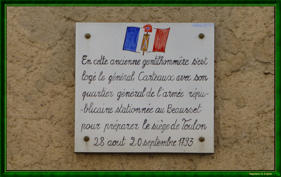 Plaque du QG du général Carteaux au Beausset