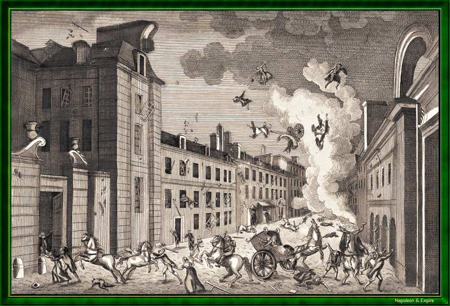 Attentat de la rue Saint-Nicaise, gravure du XIXème siècle