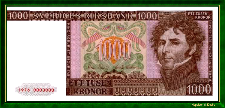 Billet de 1000 Couronnes à l'effigie du roi Charles XIV Jean
