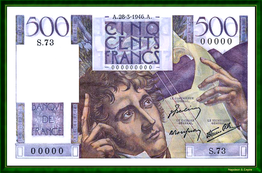 500 F banknote bearing the image of François-René de Chateaubriand