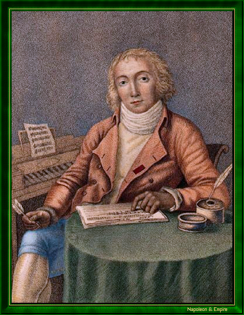 "Nicolas Dalayrac". Gravure aquarellée du XIXème siècle.