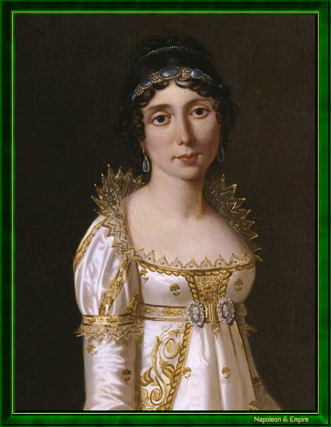 "Julie Clary" par Robert Jacques François Faust Lefèvre (Bayeux 1755 - Paris 1830). Détail d'un tableau en pied avec sa fille Zénaïde. 