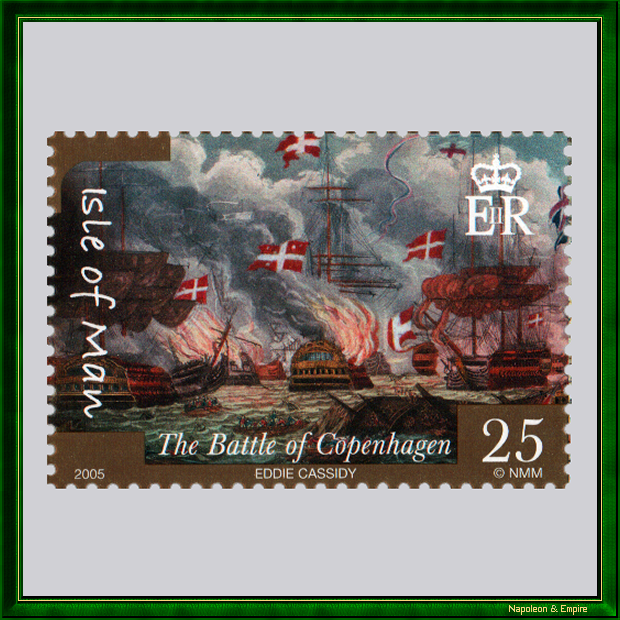 Isle of Man stamp commemorating the battle of 1801 between the Danish and English fleets