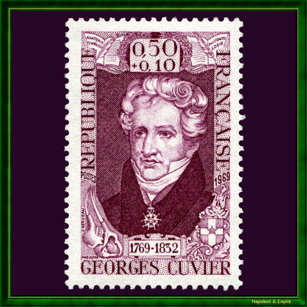 Timbre français de 50 plus 10 centimes représentant Georges Cuvier