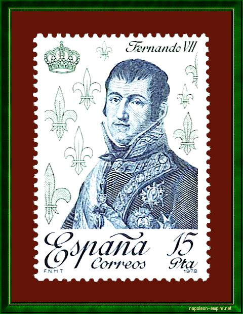 Timbre-poste à l'effigie de Ferdinand VII d'Espagne