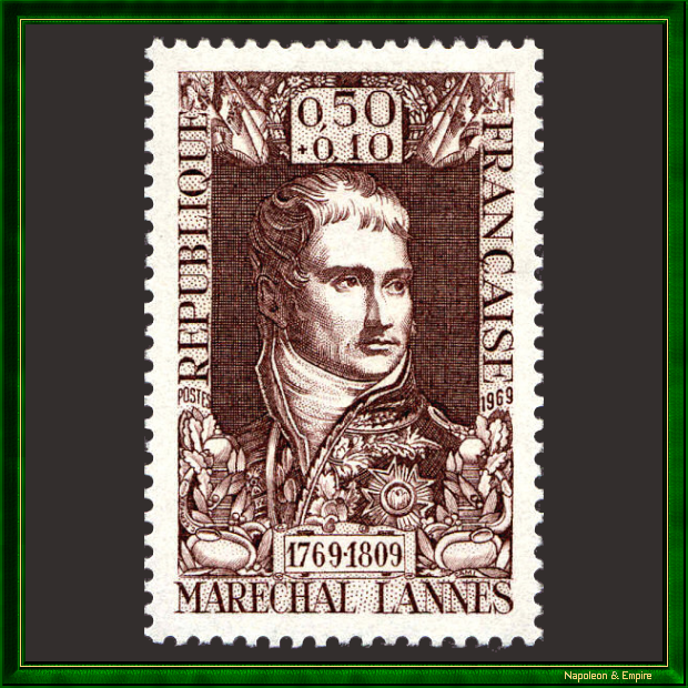 French stamp of 50 plus 10 centimes representing Marshal Jean Lannes