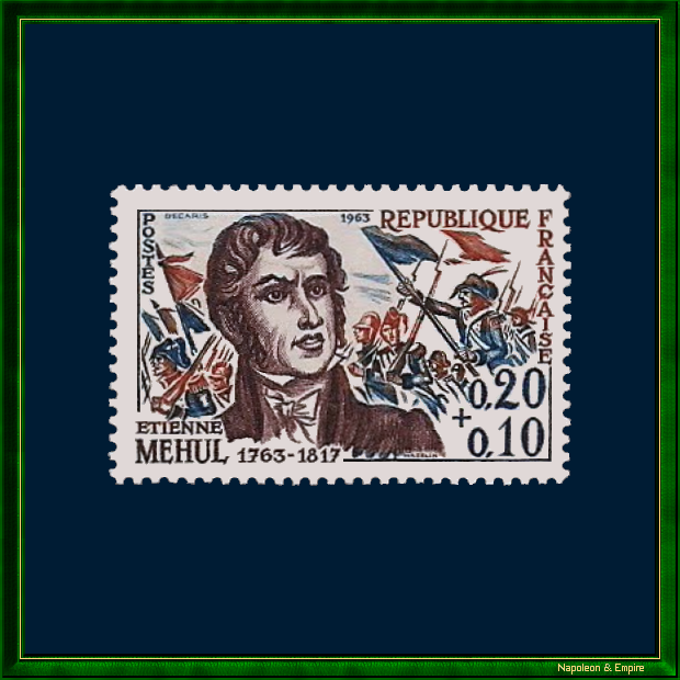 French stamp of 20 plus 10 centimes representing Etienne Méhul