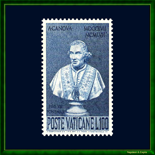 Stamp with the effigy of Pope Pius VII