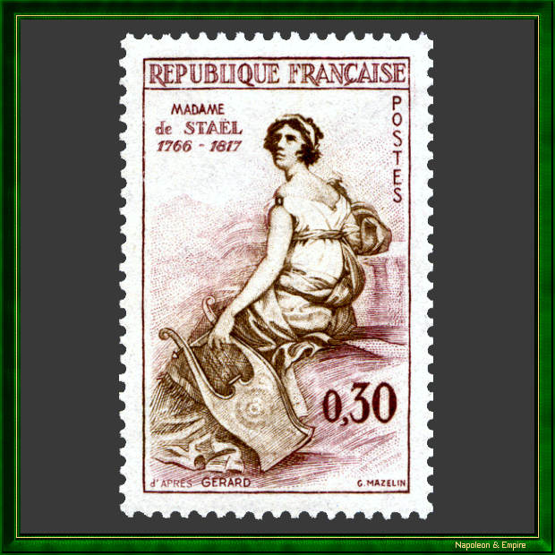 Timbre français de 30 centimes représentant Germaine de Staël