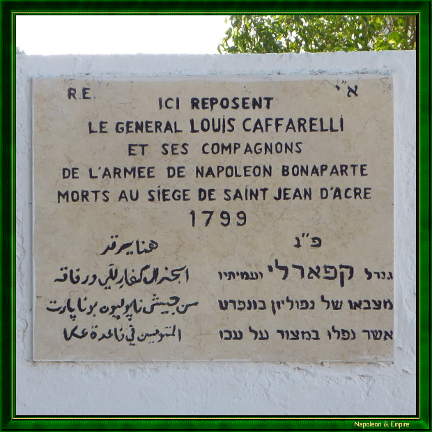 Plaque sur la tombe du général Louis Caffarelli